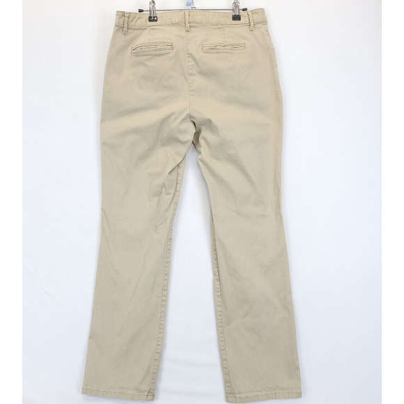 Lee Chino Pants Relax Fit Straight Leg Women 12 Mid Rise Beige Workwear Uniform - Picture 2 of 12